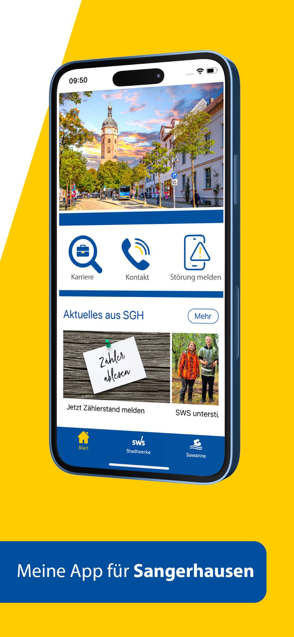 Banner und Link zum AppStore der Stadtwerke-Sangershausen App